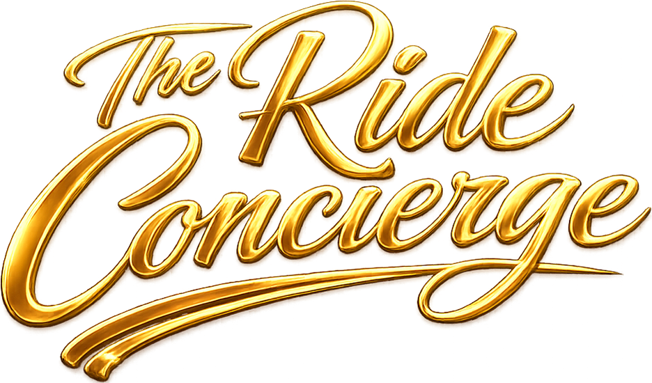 Shiny gold script logo reading The Ride Concierge